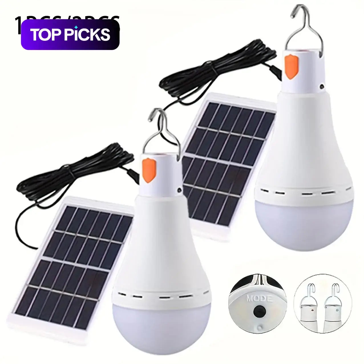 Solar-Powered LED Light Bulb, Emergency Light Bulb with 3 Lighting Modes, Portable Night Light for Garden, Camping and Fishing #TOP PICKS